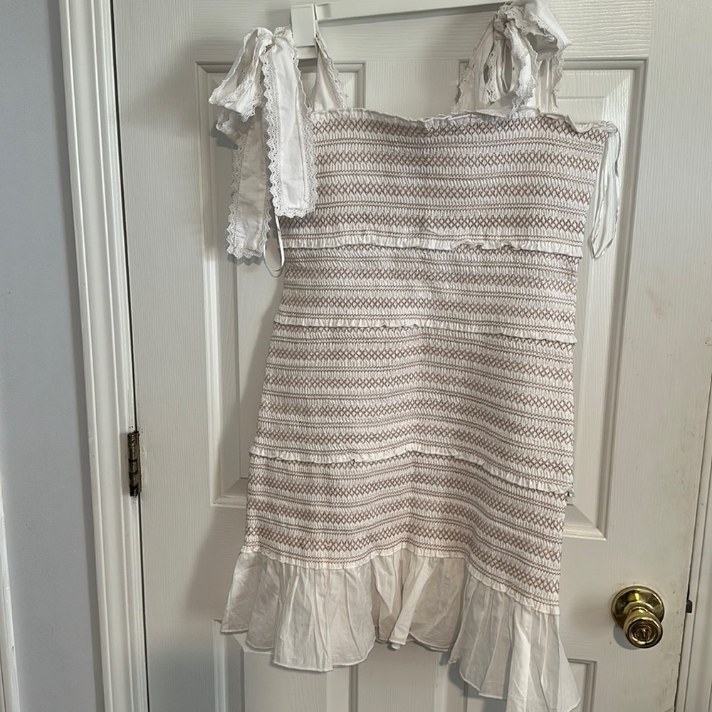 Two toned tan and cream dress. Tie straps.